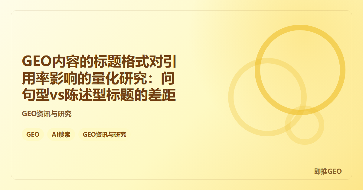 GEO内容的标题格式对引用率影响的量化研究：问句型vs陈述型标题的差距