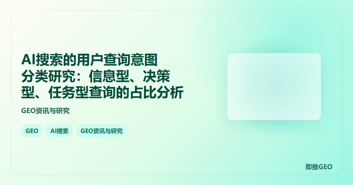 AI搜索的用户查询意图分类研究：信息型、决策型、任务型查询的占比分析