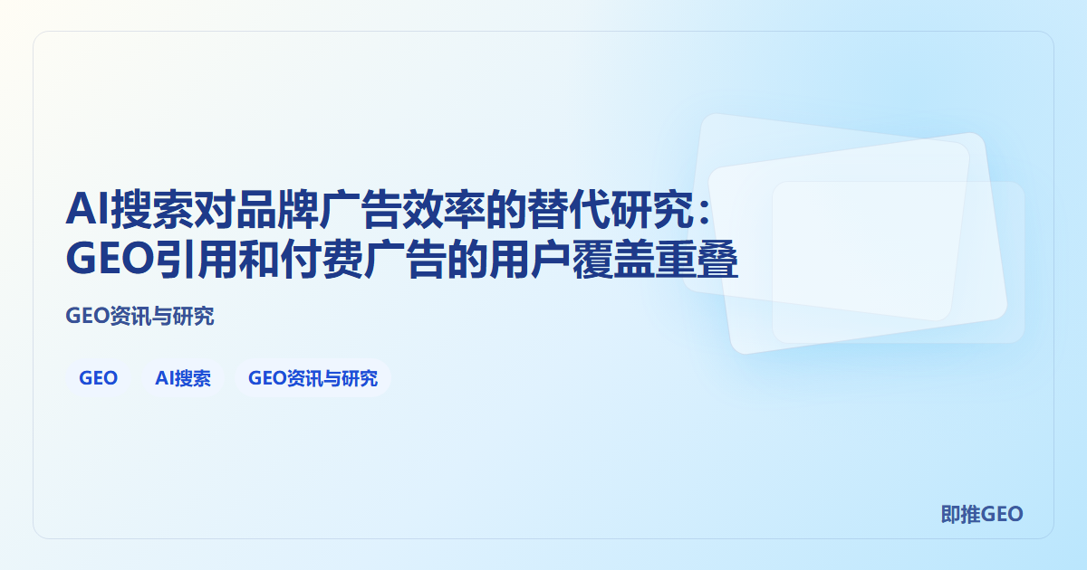 AI搜索对品牌广告效率的替代研究：GEO引用和付费广告的用户覆盖重叠