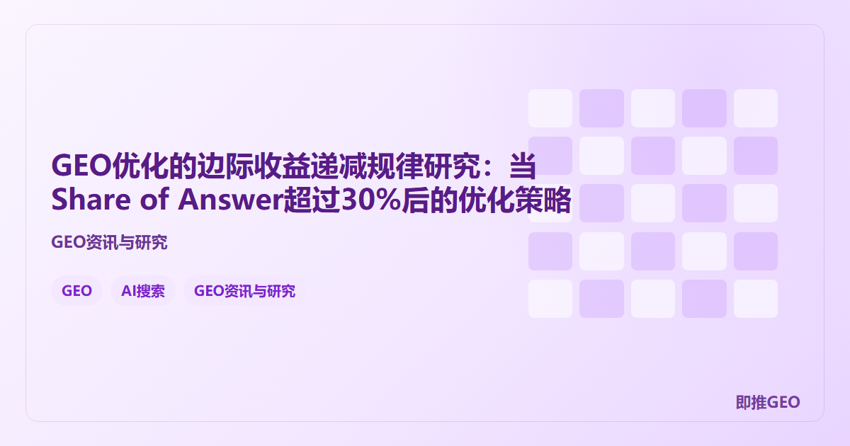 GEO优化的边际收益递减规律研究：当Share of Answer超过30%后的优化策略