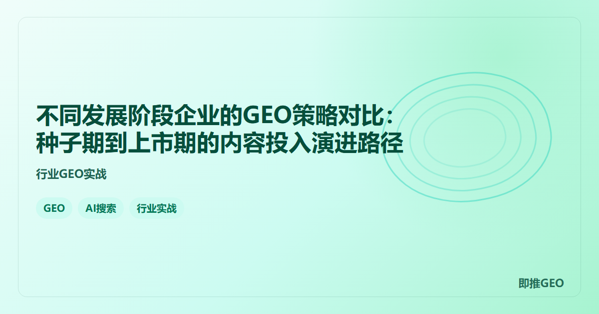 不同发展阶段企业的GEO策略对比：种子期到上市期的内容投入演进路径