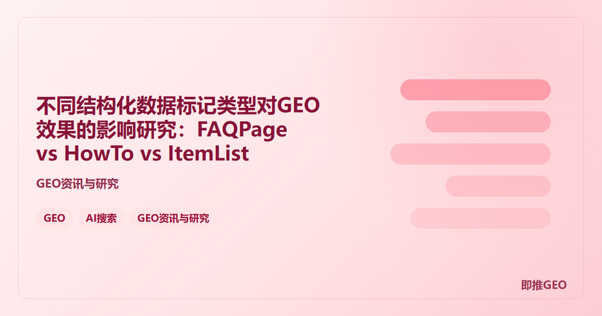 不同结构化数据标记类型对GEO效果的影响研究：FAQPage vs HowTo vs ItemList