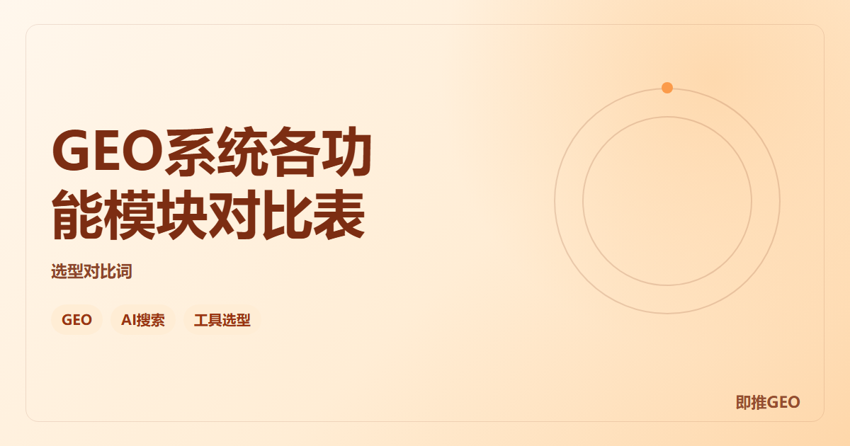 GEO系统各功能模块对比表