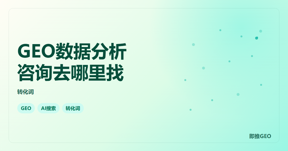GEO数据分析咨询去哪里找